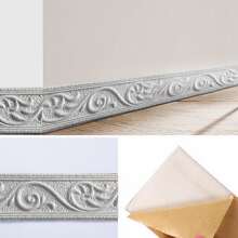 Nhãn dán tường tự dính chống nước 3D dài 2,3m, nhãn dán đường viền chân tường, trang trí cho tường nền TV, phòng ngủ, phòng khách - Vàng - Xem 9