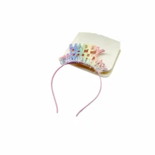 生日派對裝飾主題派對用品閃閃發光“生日快樂”彩帶頭箍,可愛髮飾