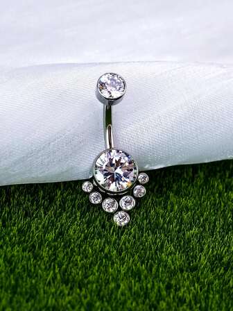 方晶鋯石裝飾臍環