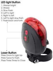 Bicycle Parallel Line Taillight 5 Led Quick Flash 7 Mode Warning Light Cycling Equipment