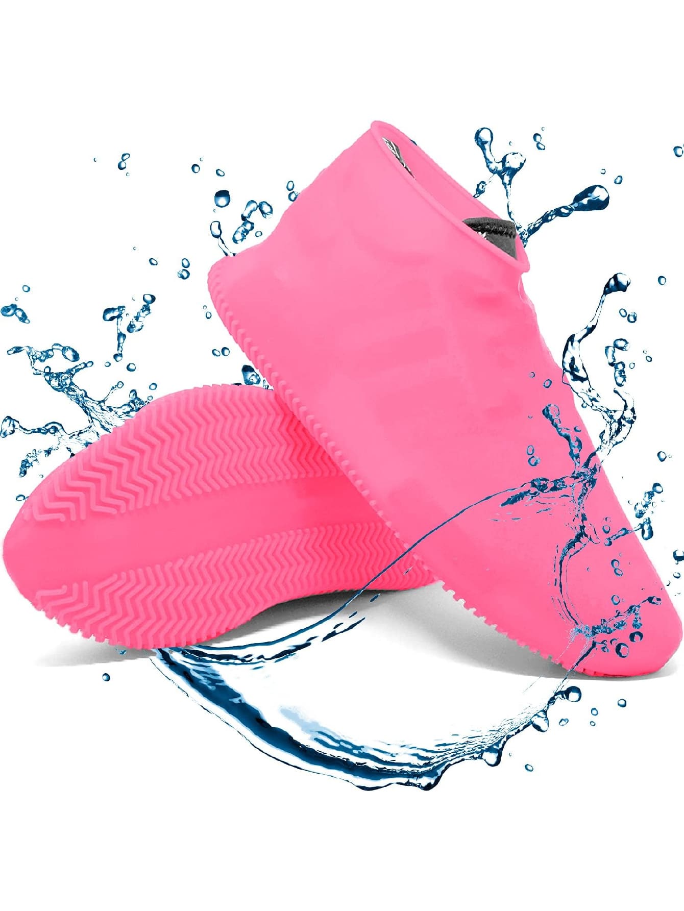 2入組/套矽膠防水鞋套雨襪，可重複使用可折疊防滑鞋靴子鞋套套鞋適合室內、雨、雪、草地鞋男女及兒童 - 粉色 - 查看 1