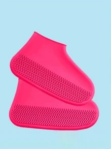 2入組/套矽膠防水鞋套雨襪，可重複使用可折疊防滑鞋靴子鞋套套鞋適合室內、雨、雪、草地鞋男女及兒童 - 粉色 - 查看 2