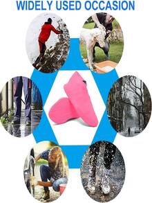 2入組/套矽膠防水鞋套雨襪，可重複使用可折疊防滑鞋靴子鞋套套鞋適合室內、雨、雪、草地鞋男女及兒童 - 粉色 - 查看 7