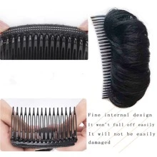 发髻公主造型蓬松发夹合成发夹天然接发造型工具优雅马尾发型蓬松发梳 - 黑色 - 查看 2