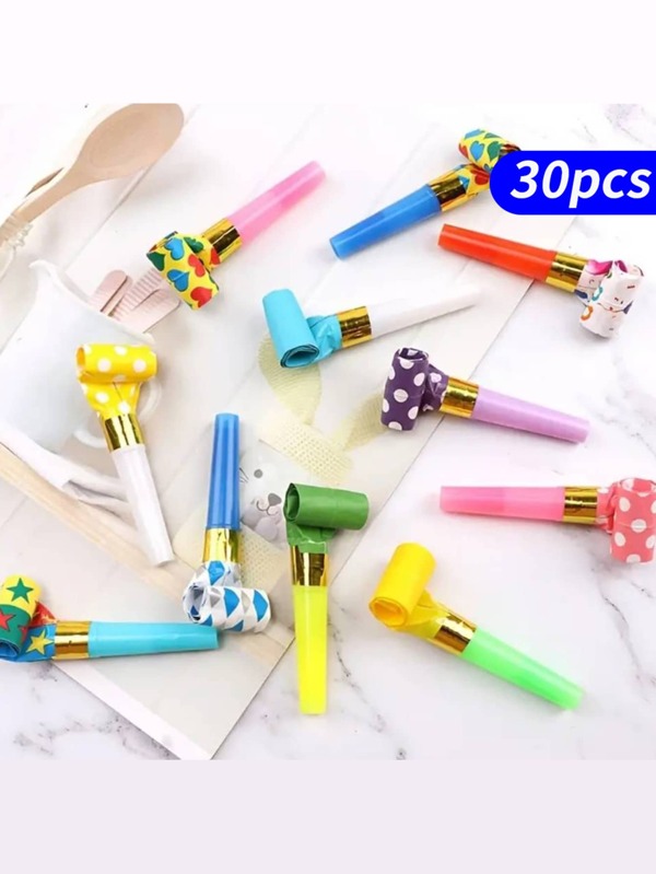 30pcs Colorful Dragonshaped Whistle, Creative Vibrating Paper Prop
