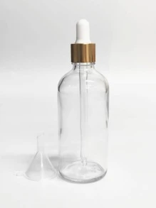 1pc/3pcs, 100ml Transparent Tube Bottle With Gold Dropper Cap And Funnel For Travel Packing, Portable Accessories Storage - Clear - View 1