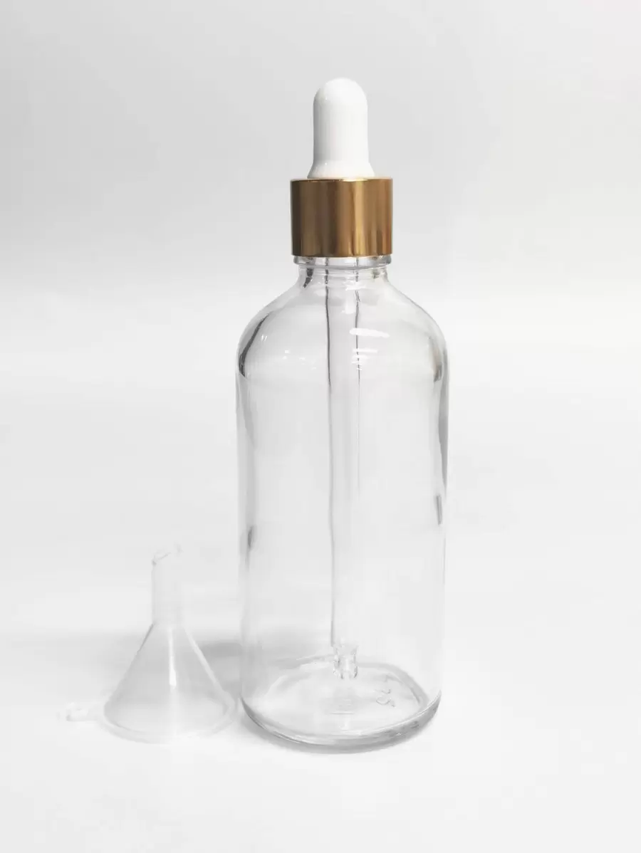 1pc/3pcs, 100ml Transparent Tube Bottle With Gold Dropper Cap And Funnel For Travel Packing, Portable Accessories Storage - Clear - View 1