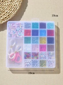 1 صندوق متعدد الألوان الخرز الزجاجي طقم مع حرف , قلب , ابتسامة وجه , شكل نجم DIY صنع المجوهرات اكسسوارات الى قلادة , سوار , اقراط , كفر موبايل اكسسوارت - متعدد الألوان - مشاهدة 16