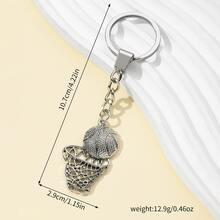 1pc Hip-hop Style Basketball Hoop Design Metal Keychain - Silver - View 4