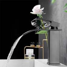 Xuyên biên giới Bồn rửa chén Ve áo lớn Vòi Với Rộng Vòi phun , Thép không gỉ Gương , Hình vuông Uốn cong Cái cổ , Lạnh Và Nước nóng Vỗ nhẹ Đối với Phòng tắm Chậu rửa mặt - màu đen - Xem 6