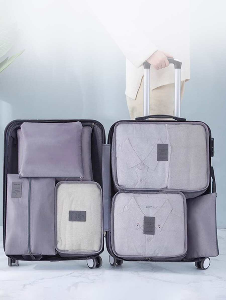 7pcs/set Luggage Organizer Bags, Suitable For Suitcase - Grey - View 1