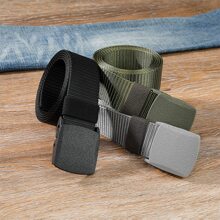 1入組男士灰色的顏色汽車扣飾運動牛仔褲皮帶 - 灰色 - 查看 3