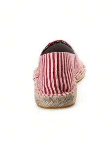 男士條紋圖案編織度假戶外樂福鞋 - 紅色 - 查看 5