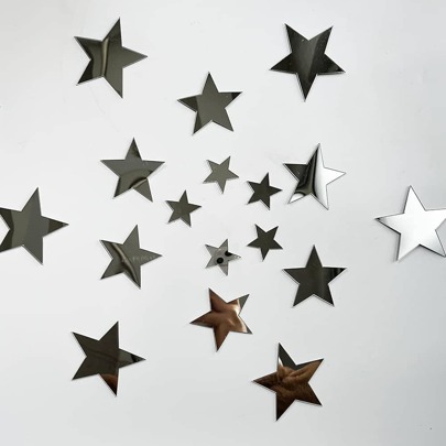 40pcs Acrylic Mirror Wall Stickers With Stars Patterns Adhesive Diy Home Decoration Paper For Baby Kids' Bedroom Best For Wall Decor, Stickers, Wall Decal, Vinyl Decal For Home Decorations, Spring Decoration Items Refresh Your Home, Rama Decoration Stickers Gifts Birthday Graduation, Wall Decor, Stickers, Wall Stickers, Room Decor, Home Decor School Decor School Surprise Dormitory Decor Back To School School Supplies Wall Mirror Mirror For Room Bathroom Decor Living Room Decor