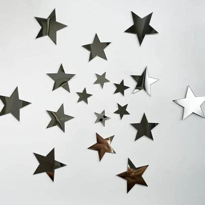 40pcs Acrylic Mirror Wall Stickers With Stars Patterns Adhesive Diy Home Decoration Paper For Baby Kids' Bedroom Best For Wall Decor, Stickers, Wall Decal, Vinyl Decal For Home Decorations, Spring Decoration Items Refresh Your Home, Rama Decoration Stickers Gifts Birthday Graduation, Wall Decor, Stickers, Wall Stickers, Room Decor, Home Decor School Decor School Surprise Dormitory Decor Back To School School Supplies Wall Mirror Mirror For Room Bathroom Decor Living Room Decor