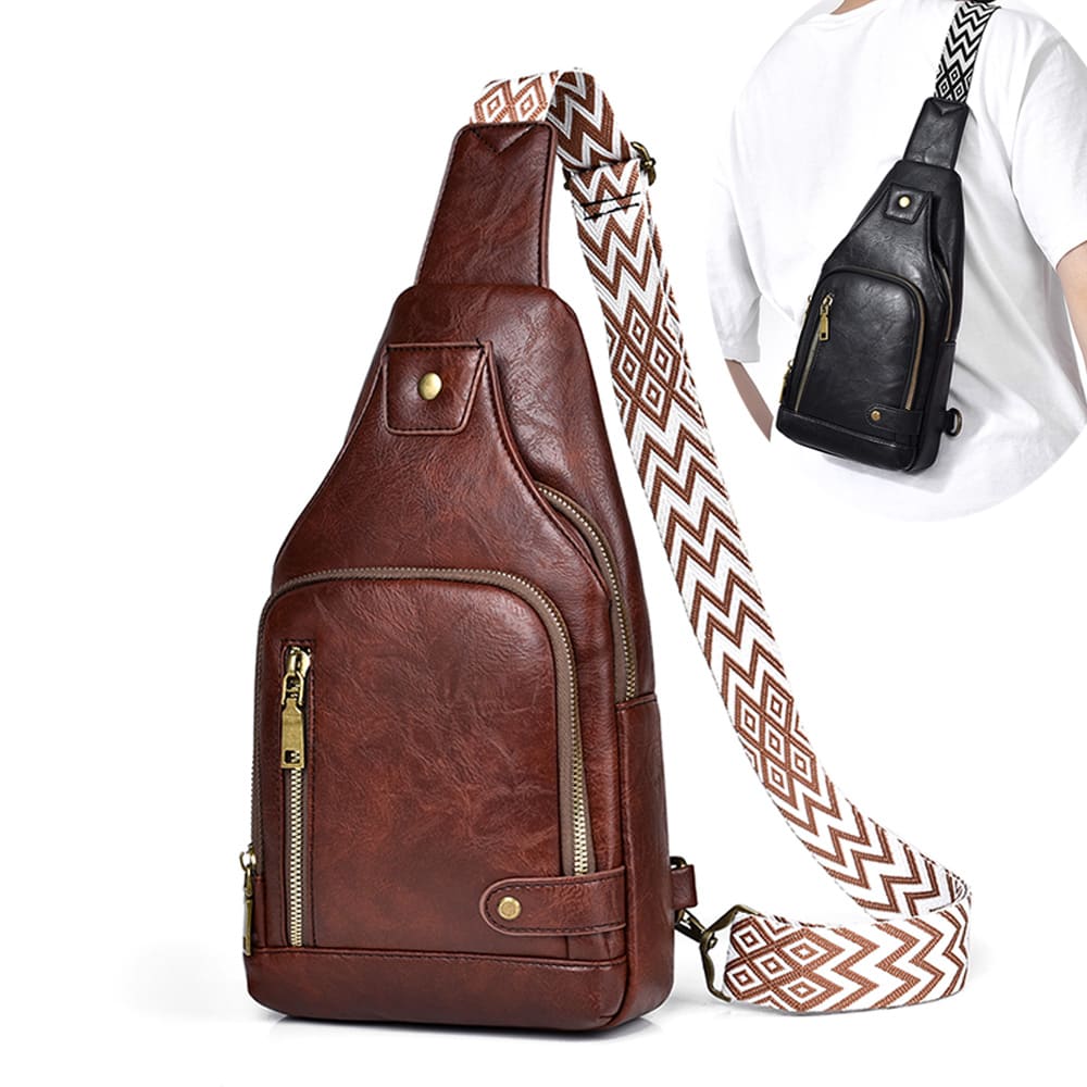 Men Crossbody Shoulder Chest Bag Sling Backpack Fashion Retro Travel Male Messenger Bag Crossbody Bag Sling Bag Shoulder Bag Back To School Backpack For High School Students Side Bag Black Bag Minimalist Old Money Style Business Casual Carry On College Bag Fathers Day Gifts Summer Dad Vintage Bag FreshmanFor Books Multi-Functional Dorm University - Brown - View 1