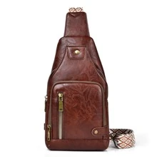 Men Crossbody Shoulder Chest Bag Sling Backpack Fashion Retro Travel Male Messenger Bag Crossbody Bag Sling Bag Shoulder Bag Back To School Backpack For High School Students Side Bag Black Bag Minimalist Old Money Style Business Casual Carry On College Bag Fathers Day Gifts Summer Dad Vintage Bag FreshmanFor Books Multi-Functional Dorm University - Brown - View 2