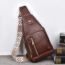 Men Crossbody Shoulder Chest Bag Sling Backpack Fashion Retro Travel Male Messenger Bag Crossbody Bag Sling Bag Shoulder Bag Back To School Backpack For High School Students Side Bag Black Bag Minimalist Old Money Style Business Casual Carry On College Bag Fathers Day Gifts Summer Dad Vintage Bag FreshmanFor Books Multi-Functional Dorm University - Brown - View 8