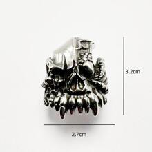 1 buah Cincin Tengkorak Bergaya Personalisasi dari Baja Tahan Karat untuk Pria, Ukuran AS, Hadiah untuk Ayah, Rekan Kerja, Teman - Hitam - View 3