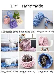 1pc Knitting Blanket Yarn For Diy Knitted Pillow - Blue - View 7