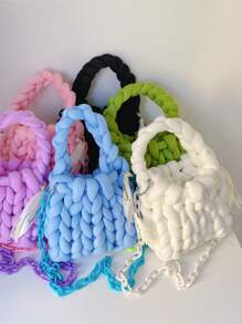 1pc Knitting Blanket Yarn For Diy Knitted Pillow - Blue - View 6