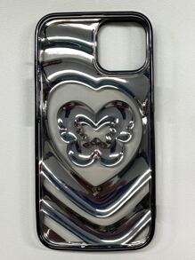Galvanisierte 3D-Welle Herz Design Handyhülle für iPhone 11/12/13 Pro/Max - Schwarz - Übersicht 3