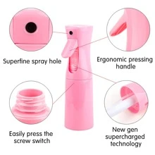 200ml Hair Spray Bottle For Styling, Plastic Water Sprayer With High Continuous Pressure - Pink - View 3