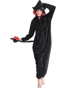 Pijama (Disfraz) de hombre o mujer de Furia Nocturna - Negro - Ver 3