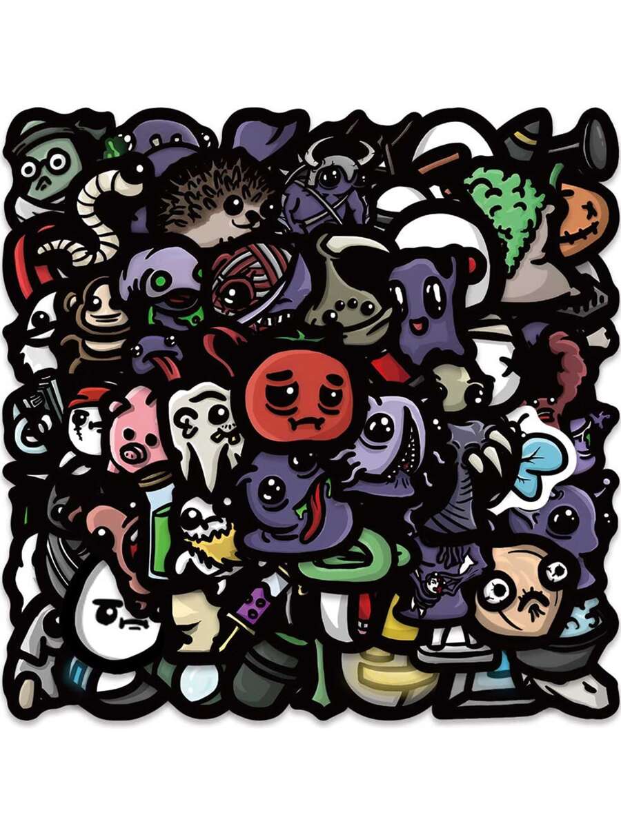 63入組黑暗的遊戲貼紙適用於裝飾手提箱,手機,手提電腦,水瓶子,滑板,萬聖節 - 黑色 - 查看 1