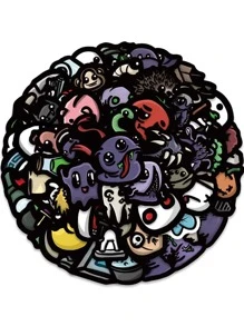 63入組黑暗的遊戲貼紙適用於裝飾手提箱,手機,手提電腦,水瓶子,滑板,萬聖節 - 黑色 - 查看 2