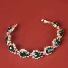 1pc Fashionable Braided Rhinestone Bracelet For Women, Suitable For Daily And Party Wear - Mint Blue - View 12