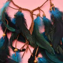 1pc/2pcs Woven Rope Wood Bead Feather Headband For Women, Bohemian Handmade  Festival Party Hair Accessory - Blue - View 5