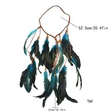 1pc/2pcs Woven Rope Wood Bead Feather Headband For Women, Bohemian Handmade  Festival Party Hair Accessory - Blue - View 6