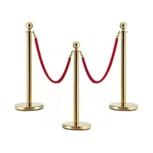 Cuerda Postes Unifilas Gancho Dorado Delimitador Filas 2 Piezas - Rojo - Ver 6