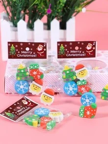 4 piezas Borrador Navidad copo de nieve & en forma de árbol - Multicolor - Ver 3