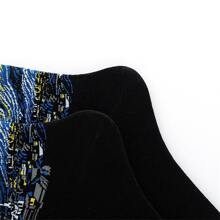 1 par de calcetines de media caña con estampado de la Noche Estrellada de Van Gogh para hombre, otoño - Multicolor - Ver 3