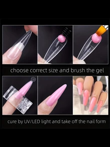 120pcs french nail form poly gel nail extension nail moulds poly gel extension nail tips, nail extensions tools nail art design products manicure tool - Clear - View 6