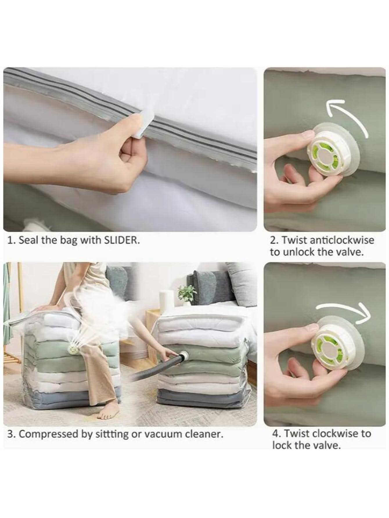 1 pc 3D Vacuum Storage Bags, Space Saver Closet Organizers, Free Up 80