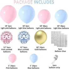 126 piezas Kit de decoración de fiesta con arco y guirnalda de globos rosa y azul