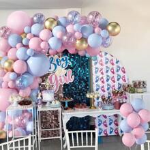 126 piezas Kit de decoración de fiesta con arco y guirnalda de globos rosa y azul
