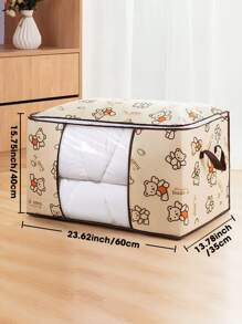 1入組卡通熊圖案收納可愛無紡布織物壁櫥儲物袋 - 米色 - 查看 2