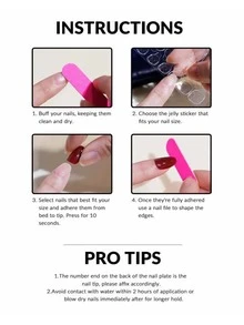 24片棺材形粉色漸變點鑽美甲片加果凍膠1片和1片銼刀 - 彩色 - 查看 8