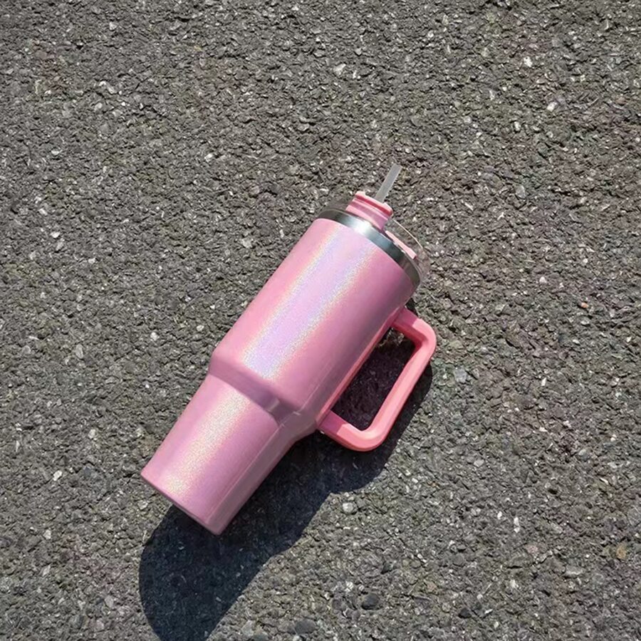 1 件 40 盎司不锈钢探险杯带手柄旅行杯彩虹色 - 珊瑚粉 - 查看 1