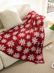 1pc Heavy Weight Knitted Snowflake Throw Blanket, Warm