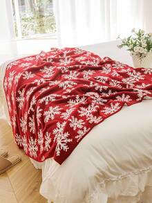 1pc Heavy Weight Knitted Snowflake Throw Blanket, Warm