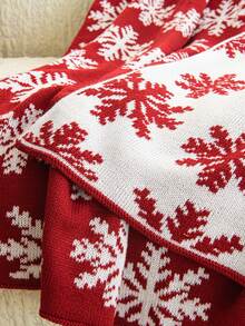 1pc Heavy Weight Knitted Snowflake Throw Blanket, Warm
