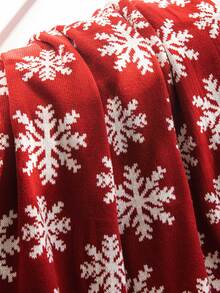 1pc Heavy Weight Knitted Snowflake Throw Blanket, Warm