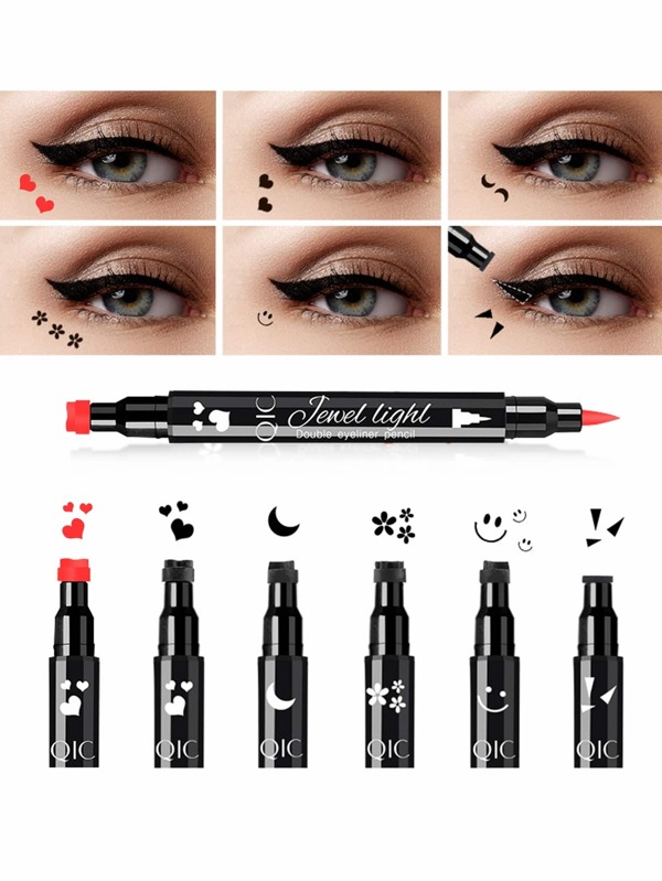 Double Ended Eyeliner Stamp Pen, Liquid Red Eyeliner Seal Pen, Heart