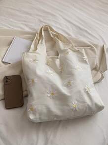 Túi mua sắm in hoa sức chứa lớn dành cho phụ nữ học sinh, sinh viên đại học, tân binh và công nhân cổ trắng. Thích hợp cho các bữa tiệc, vũ hội và đám cưới - trắng - Xem 3