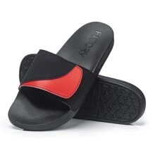 FITORY Mens Slides Sandals, Comfort Adjustable Slippers with Arch Support for Beach - Đỏ đen - Xem 2